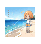 真夏の浜辺の女の子（個別スタンプ：14）