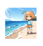 真夏の浜辺の女の子（個別スタンプ：17）