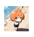 真夏の浜辺の女の子（個別スタンプ：30）