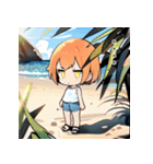 真夏の浜辺の女の子（個別スタンプ：32）