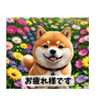 お花畑とまん丸しば犬の敬語スタンプ（個別スタンプ：13）