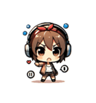 おどるヘッドホン女子（個別スタンプ：1）