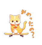 スケボーの黄色い猫と黒い猫の絵文字（個別スタンプ：3）