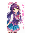紫×緑の兎の女の子BIGスタンプ（個別スタンプ：2）