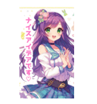 紫×緑の兎の女の子BIGスタンプ（個別スタンプ：13）