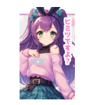 紫×緑の兎の女の子BIGスタンプ（個別スタンプ：32）