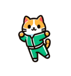 踊る！緑ジャージ猫（個別スタンプ：3）