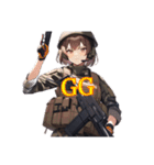 FPSの戦場で戦う女の子（個別スタンプ：4）
