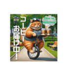 A cat working in food delivery .（個別スタンプ：11）