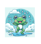 雨の日のカエル - 雨音とともに踊る（個別スタンプ：2）