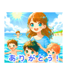 海辺で遊ぶ子供たち:日本語（個別スタンプ：9）