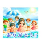 海辺で遊ぶ子供たち:日本語（個別スタンプ：24）