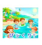 海辺で遊ぶ子供たち:日本語（個別スタンプ：33）