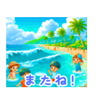 海辺で遊ぶ子供たち:日本語（個別スタンプ：36）