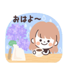 モノトーンLongちゃん・梅雨（個別スタンプ：1）