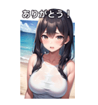 夏の海で汗だく女子（個別スタンプ：3）