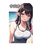 夏の海で汗だく女子（個別スタンプ：26）