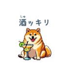 お酒であいさつ柴犬【酒クズ・おもしろい】（個別スタンプ：1）