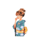 Japanese kimono girls！（個別スタンプ：2）