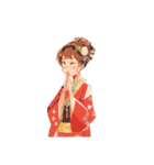 Japanese kimono girls！（個別スタンプ：4）