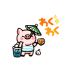 かわいい豚の夏のLINEスタンプセット（個別スタンプ：3）