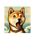 浮世絵風柴犬スタンプ（個別スタンプ：3）