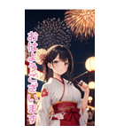 アニメ花火祭り着物ガール(日常用語1)（個別スタンプ：5）