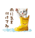 雨の日の白ねこに癒されるスタンプ（個別スタンプ：11）