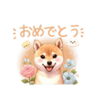 柴犬とお花のほんわかスタンプ（個別スタンプ：5）