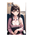 電車乗車花柄服女子（個別スタンプ：38）