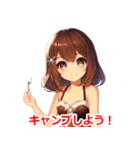 夏の水着の彼女（個別スタンプ：9）