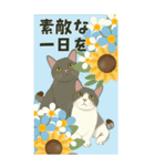 【夏のお便り】モフ猫連合の夏【デカ文字】（個別スタンプ：1）