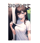 Tシャツを試着する女の子（個別スタンプ：3）