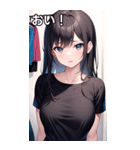 Tシャツを試着する女の子（個別スタンプ：19）