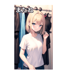 Tシャツを試着する女の子（個別スタンプ：23）