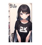 Tシャツを試着する女の子（個別スタンプ：38）