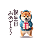 毎日使える パーカー柴犬 ぽっちゃり 日常（個別スタンプ：34）