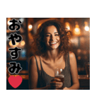 酒を飲む美女（個別スタンプ：13）