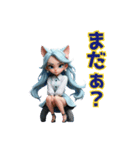 猫耳つけた水色髪のかわいい女の子（個別スタンプ：15）