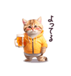 お酒大好き パーカーねこ ぽっちゃり（個別スタンプ：5）