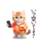 お酒大好き パーカーねこ ぽっちゃり（個別スタンプ：14）