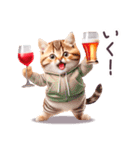 お酒大好き パーカーねこ ぽっちゃり（個別スタンプ：19）