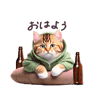 お酒大好き パーカーねこ ぽっちゃり（個別スタンプ：29）