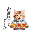 お酒大好き パーカーねこ ぽっちゃり（個別スタンプ：32）