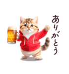 お酒大好き パーカーねこ ぽっちゃり（個別スタンプ：33）