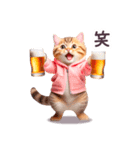 お酒大好き パーカーねこ ぽっちゃり（個別スタンプ：37）