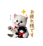 日常スタンプ 白猫と黒猫（敬語）（個別スタンプ：4）