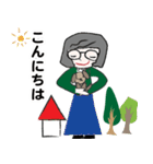 グレーヘアめがね女性！with わんこ（個別スタンプ：39）