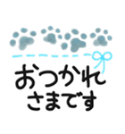 ボタニカルな青い肉球と白い花（個別スタンプ：28）