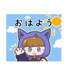 ぶるーねこずきん（個別スタンプ：1）